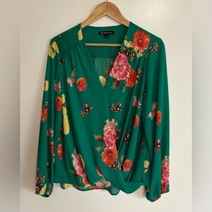 INC International Concepts Green Floral Blouse